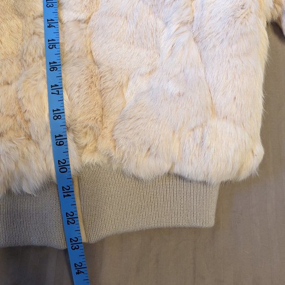 Women's Rabbit Fur Bomber Style Jacket Satin Lining Size Med - Picture 8 of 10